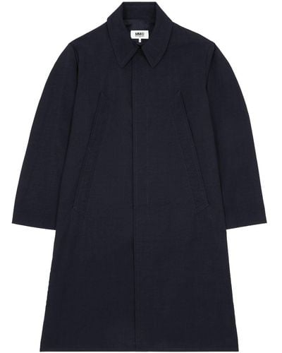 MM6 by Maison Martin Margiela Single-breasted Trench Coat - Blue