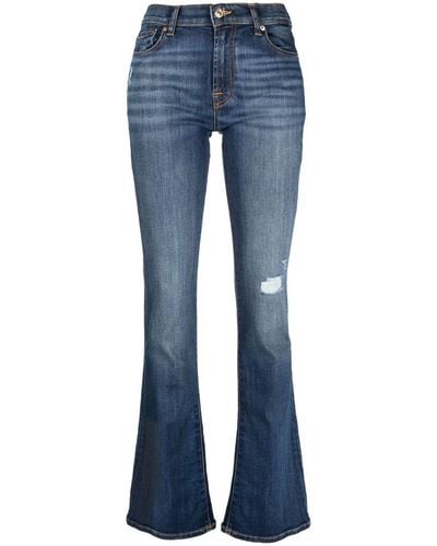 7 For All Mankind Halbhohe Straight-Leg-Jeans - Blau