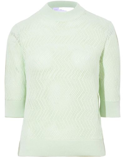 Proenza Schouler Nicola Pointelle-knit Cotton Top - Green
