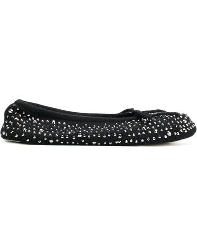 N.Peal Cashmere Zapatos slippers con apliques - Negro