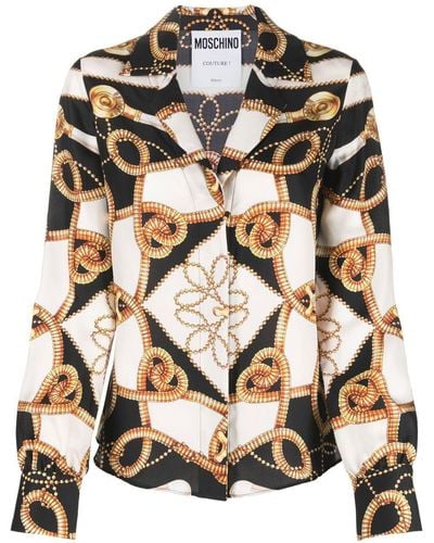 Moschino Camisa de seda con estampado barroco - Negro