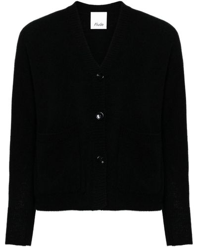 Allude Button-up Cashmere Cardigan - Black