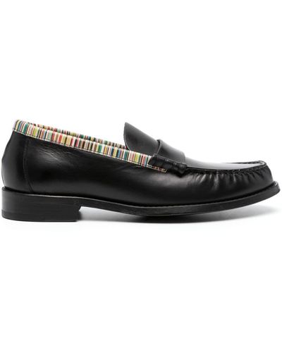 Paul Smith Cassini Striped Leather Loafers - Black