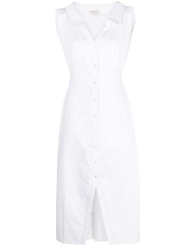 Alexander McQueen V-neck Sleeveless Dress - White