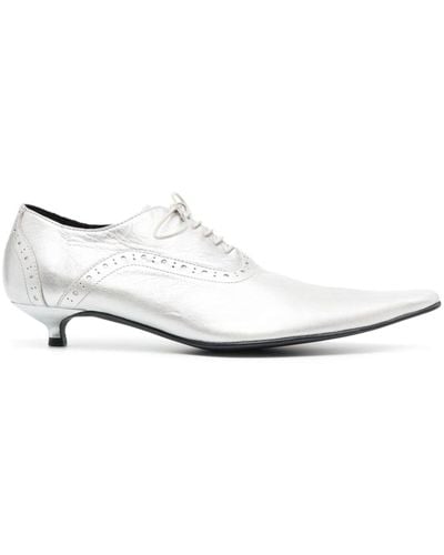 Comme des Garçons Metallic-effect Lace-up Oxford Shoes - White