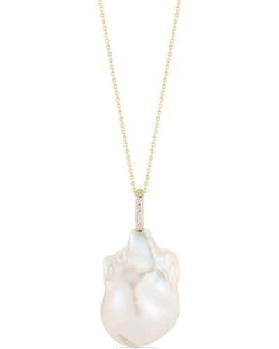 Mateo 14kt Yellow-gold Baroque Pearl And Diamond Necklace - White