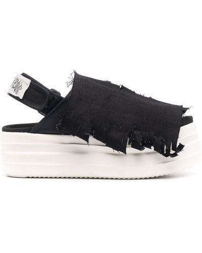 Rick Owens Distressed-finish Platform Sandals - Black