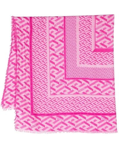 Versace Monogram-print Scarf - Pink