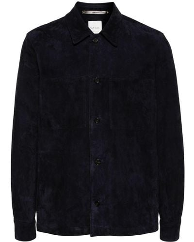 Paul Smith Panelled Suede Shirt - Blue