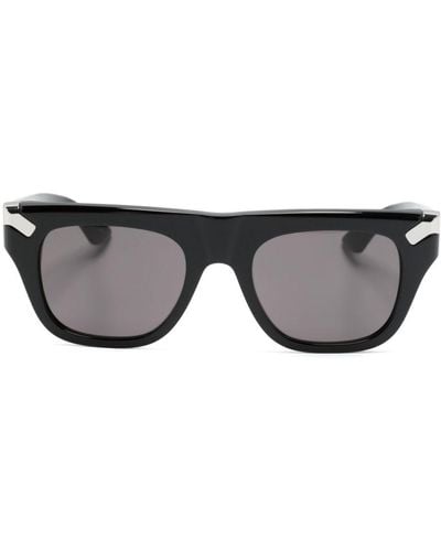 Alexander McQueen Logo-engraved Square-frame Sunglasses - Grey