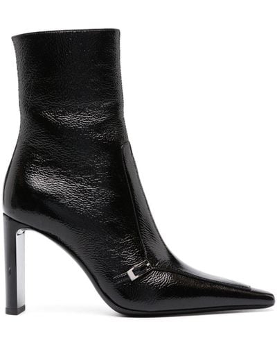 Saint Laurent Vendome Glazed Leather Ankle Boots - Black