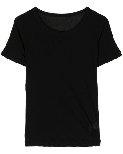Yohji Yamamoto Katoenen T-shirt Met Ronde Hals - Zwart