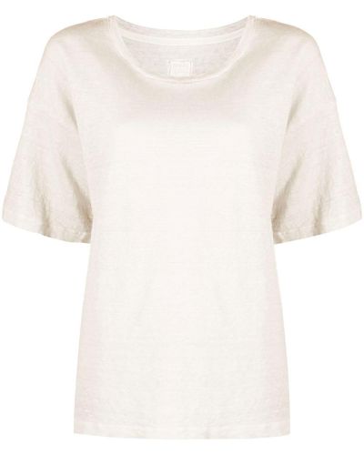 120% Lino Round-neck Linen T-shirt - Natural