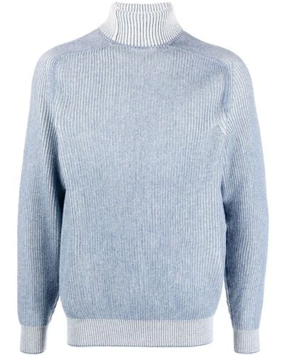 Sease Roll Neck Ribbed Cashmere Sweater - Blue