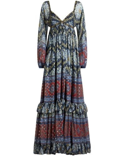 Etro Paisley-print Silk-blend Maxi Dress - Blue