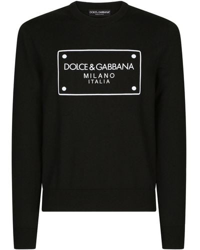 Dolce & Gabbana Jersey con logo en intarsia - Negro