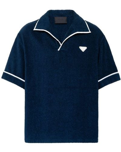 Prada Poloshirt Van Badstof Met Logo - Blauw