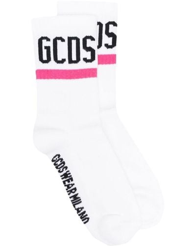 Gcds Intarsia-knit Logo Socks - White