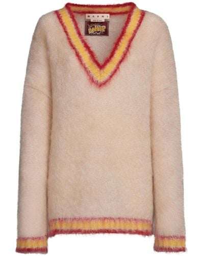 Marni Striped Mohair-blend Sweater - Natural