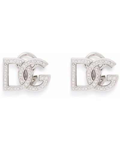 Dolce & Gabbana Pendientes en oro blanco de 18kt con zafiros - Metálico
