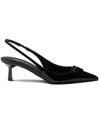 Prada 55mm Patent-leather Slingback Court Shoes - Black