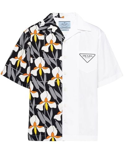 Prada Floral-print Short-sleeved Shirt - White