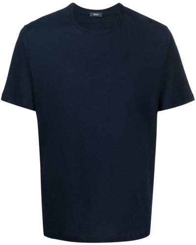 Herno T-shirt en coton à col rond - Bleu