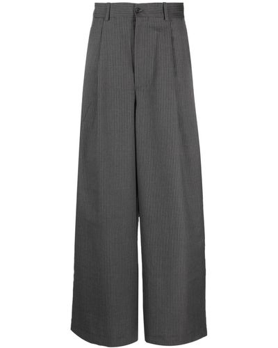 Hed Mayner Elongated Pinstripe Tailored Trousers - Grey