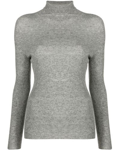 Fabiana Filippi Wool Blend Silk High Neck Sweater - Gray