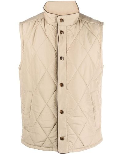 Canali Quilted Press-stud Gilet - Natural