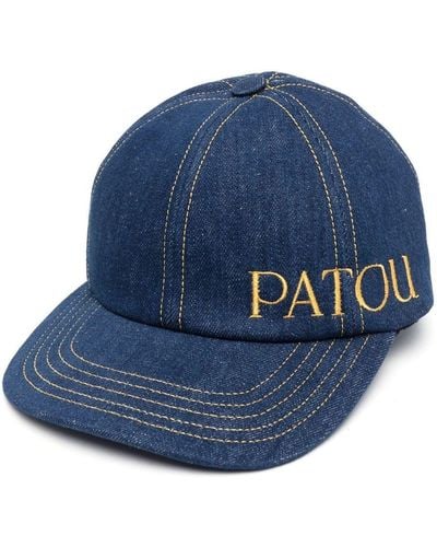Patou Cappello da baseball denim con ricamo - Blu