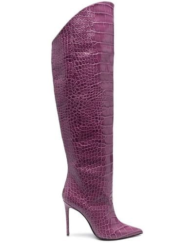 Giuliano Galiano Crocodile-effect 110mm Boots - Purple