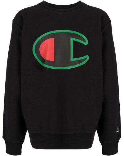 DENIM TEARS X Champion Logo-print Sweatshirt - Black