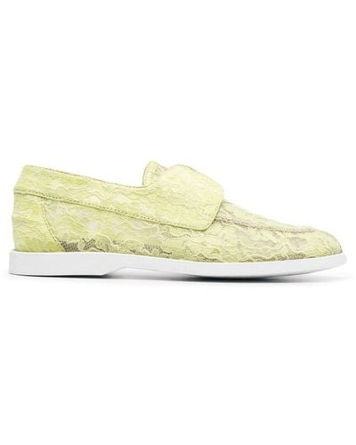 Le Silla Claire Lace Embroidered Loafers - Green