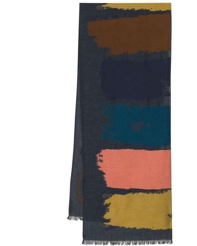 Paul Smith Painted Stripe cotton-blend scarf - Blau
