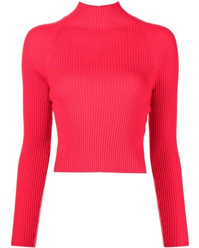 Alice + Olivia Geripptes Cropped-Sweatshirt - Rot