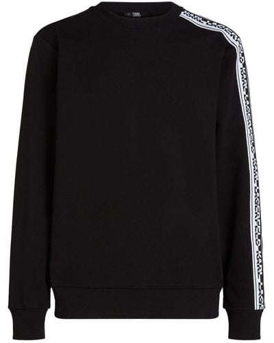 Karl Lagerfeld Logo-tape Organic-cotton Sweatshirt - Black