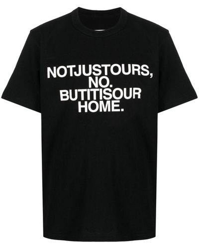 Sacai Slogan-print Cotton T-shirt - Black