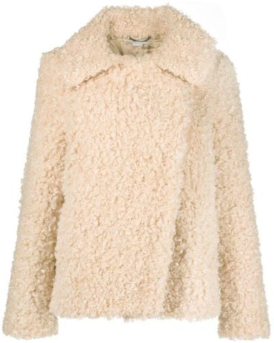 Stella McCartney Teddy Fur-design Oversized Coat - Natural