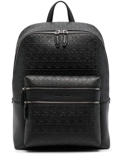 Ferragamo Leather Logo-embossed Backpack - Black