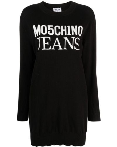 Moschino Jeans Intarsien-Minikleid mit Logo - Schwarz