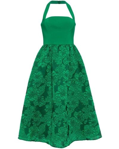 Marchesa Calathea Halterneck Midi Dress - Green
