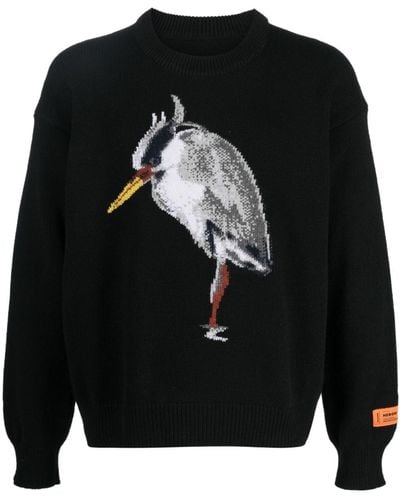 Heron Preston Intarsia-knit Wool-blend Sweater - Black