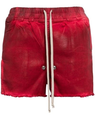 Rick Owens Side-slit Denim Shorts - Red