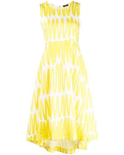 Kiton Abstract-print Sleeveless Midi Dress - Yellow