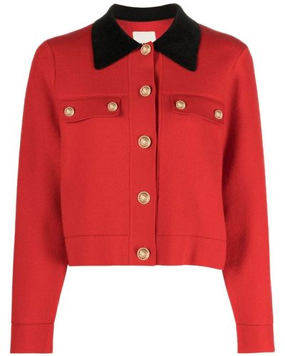 Sandro Button-up Ribbed Cardigan - Red