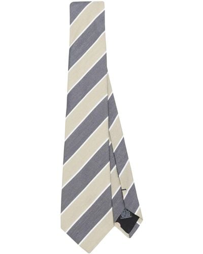 Paul Smith Striped Fine-ribbed Tie - White