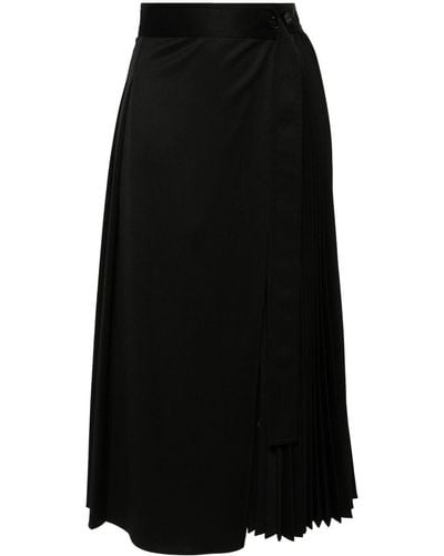 LVIR プリーツ ラップスカート - ブラック