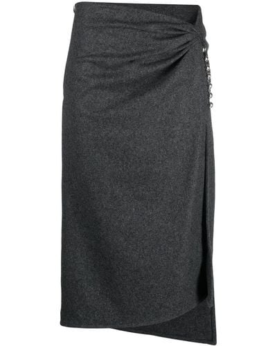 Rabanne Wrap Ruched Midi Skirt - Gray