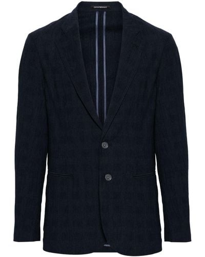 Emporio Armani Single-Breasted Blazer Jacket - Blue